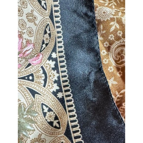 Jaclyn Smith Italy Floral Scarf Roses Paisley Trimmed in Black Gold Neck warmer - Picture 8 of 9